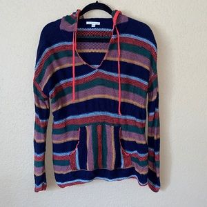 American Eagle Multi Color Knit Hooded Sweater